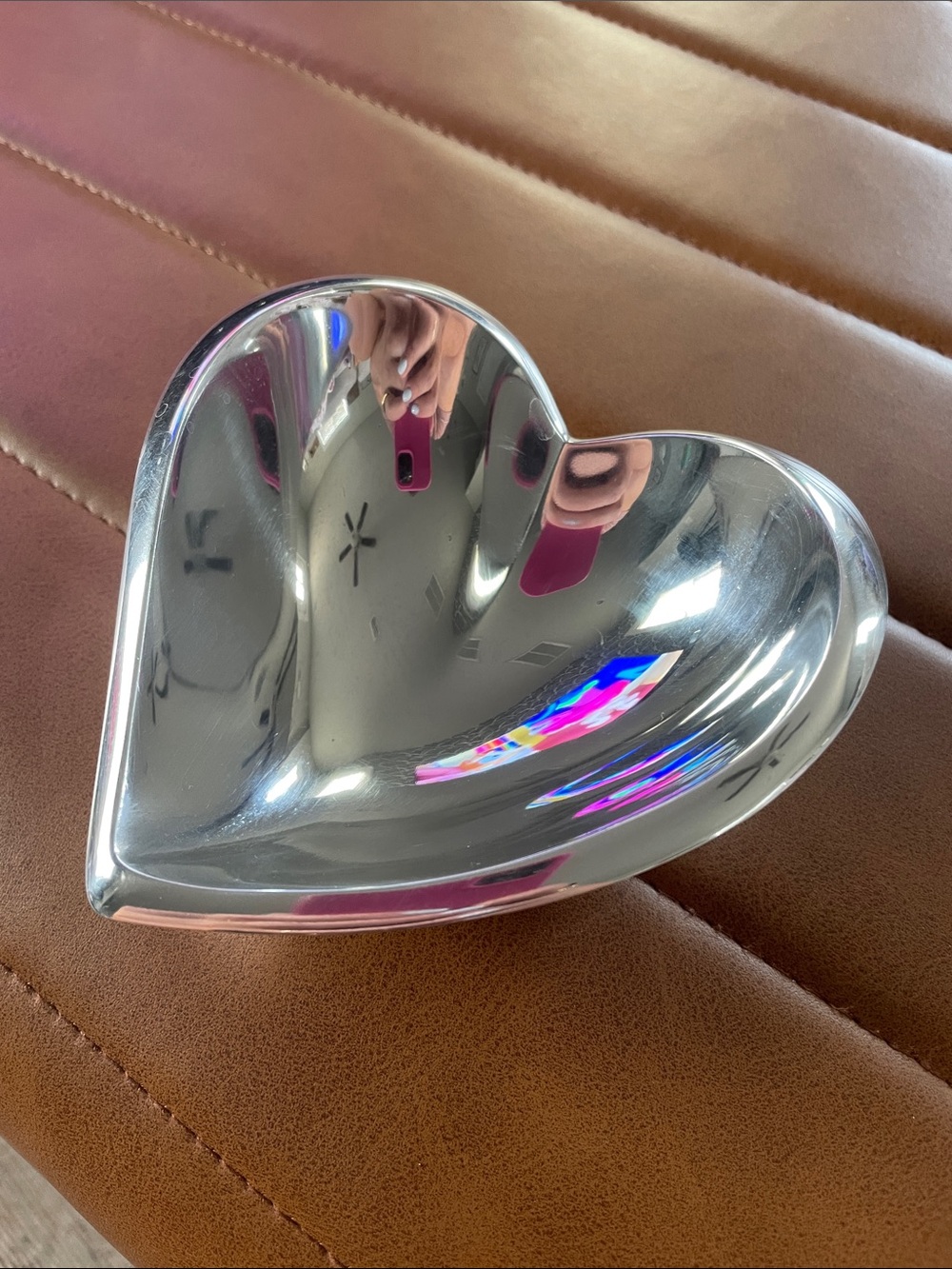 Nambe Polished Heart Trinket Dish in Silver Mirror Finish